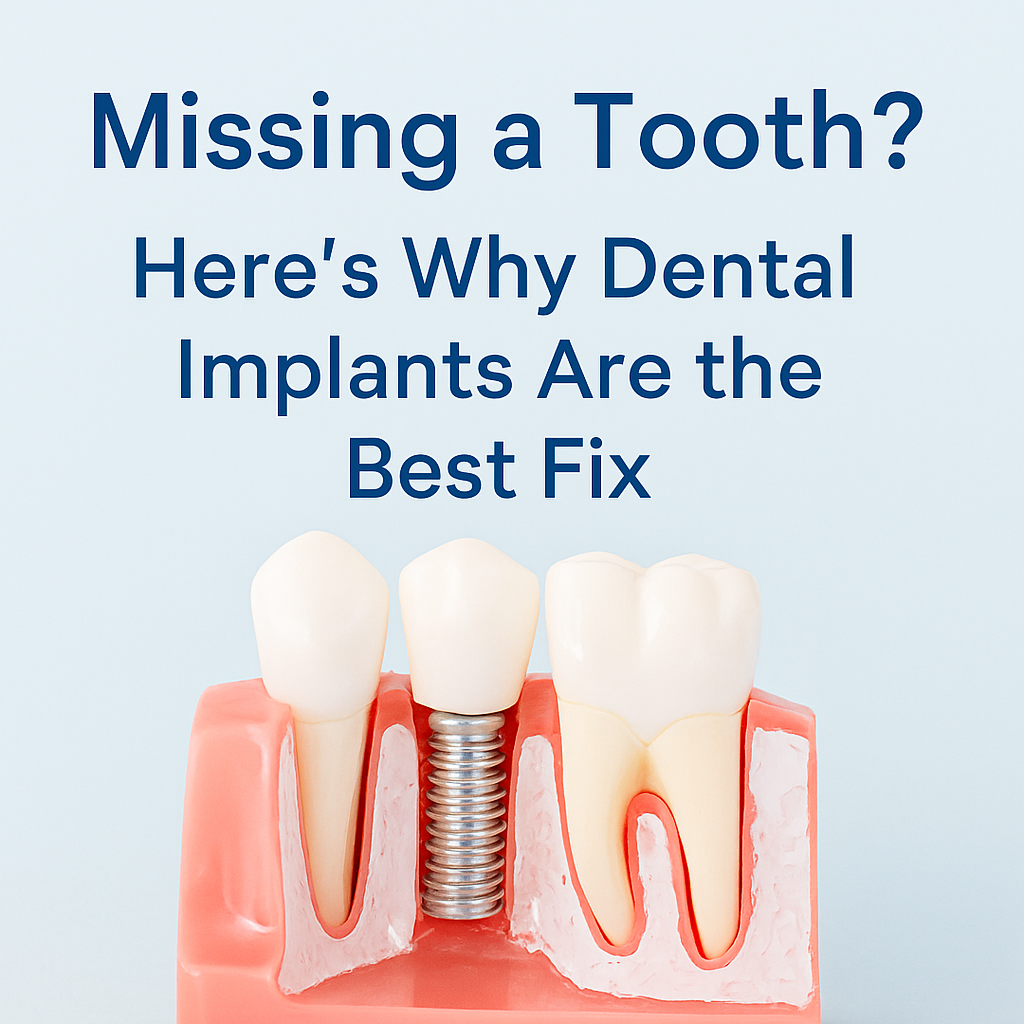 Dental implant placement diagram showing restoration stages.