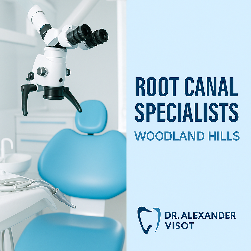 Dentist performing expert root canal treatment in Woodland Hills with modern technology.